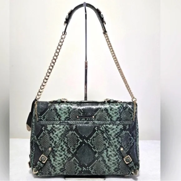 Rebecca Minkoff Collection Green Python Embossed Leather Cali Shoulder Bag - Picture 3 of 16